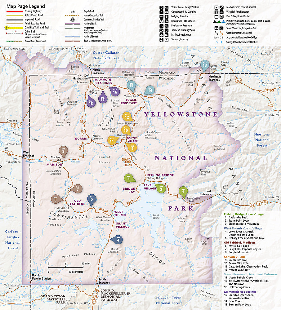 National Geographic Topographic Map Guide â€“ Yellowstone NP Day Hikes #1705 image 1
