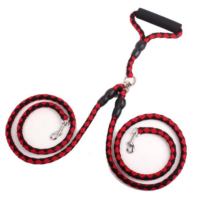 Tangled Trails Outdoor Gear double-ended dog traction rope for walking pets, durable nylon leash with handles on both ends.