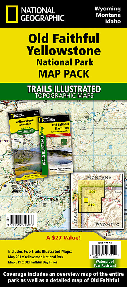 National Geographic Trails Illustrated WY Old Faithful Map Pack Bundle 1021129 image 0