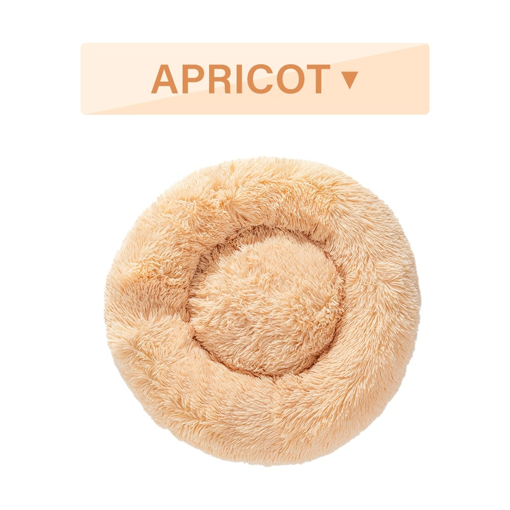 Tangled Trails Outdoor Gear fluffy donut dog bed with warm, soft long plush cushion for cozy pet comfort