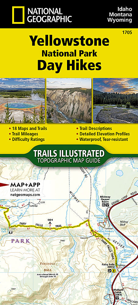 National Geographic Topographic Map Guide â€“ Yellowstone NP Day Hikes #1705 image 0