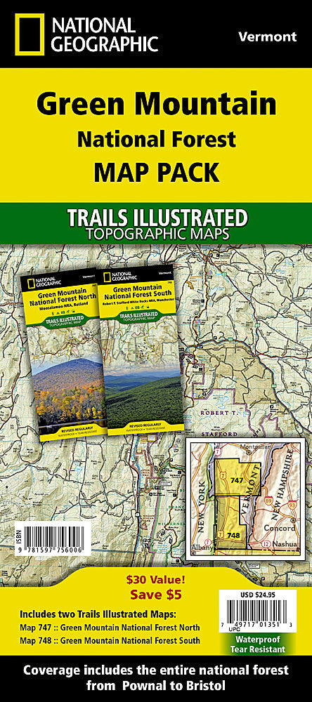 National Geographic VT Green Mountain NF Map Pack Bundle TI01021128B image 0