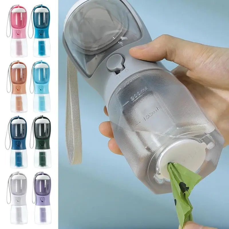 Tangled Trails Outdoor Gear dog three-in-one portable pet cup with water bowl and container, compact and multi-functional for travel.