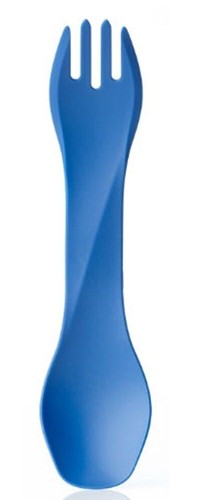 Human Gear GoBites Uno Mini Spoon/Fork Combo Utensil Blue Sturdy BPA-Free Nylon image 0