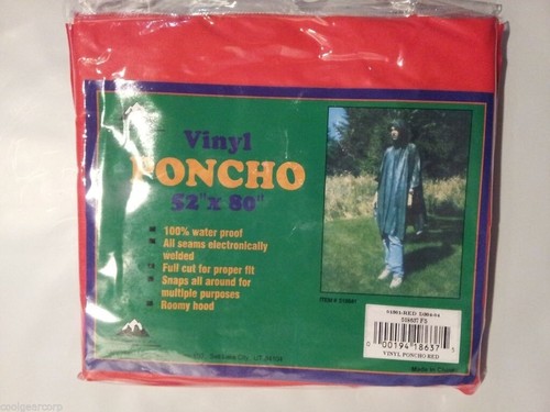Liberty Mountain Waterproof Vinyl Rain Poncho Red 52" x 80" Survival image 0