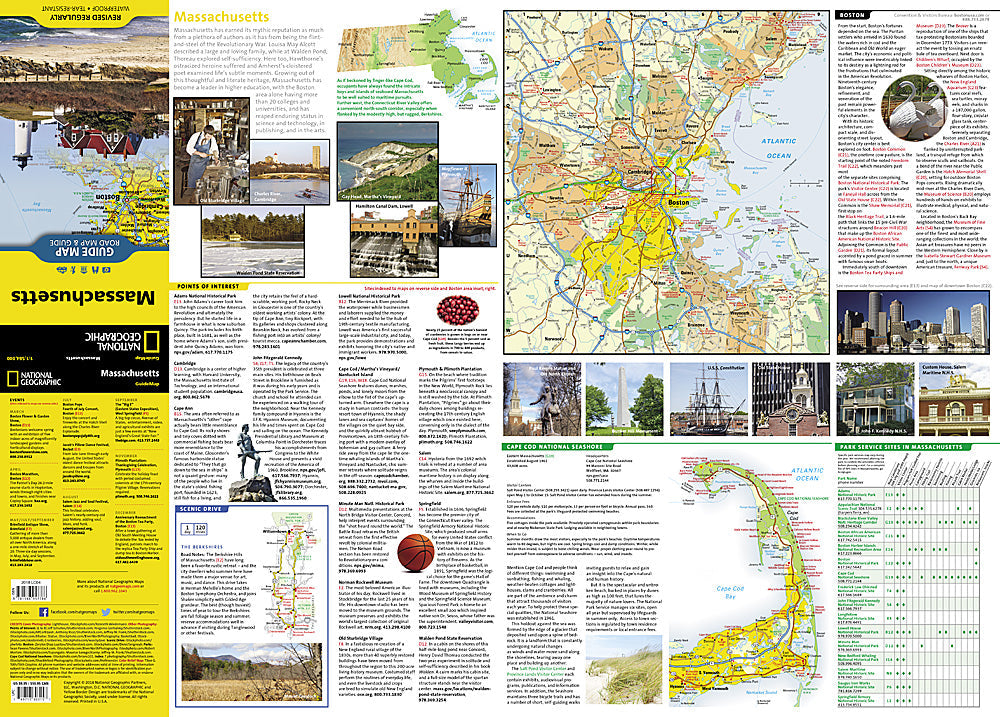 National Geographic GuideMap MA Massachusetts Road Map &amp; Travel Guide GM01020315 image 1