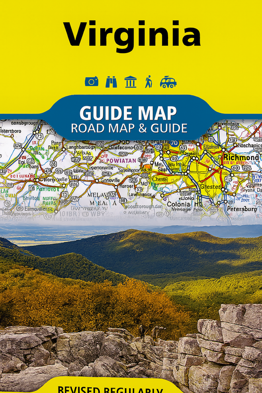 Virginia VA Road Map Travel Guide Waterproof Topographic Camping Hiking Outdoor