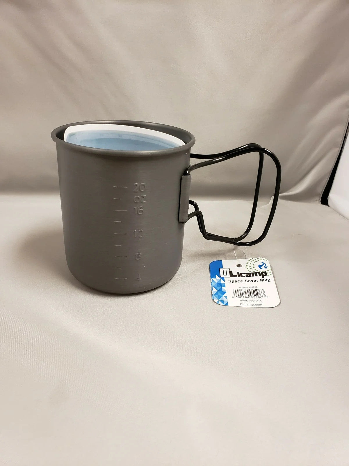 Olicamp Space Saver Mug Ha Aluminum Travel Cup 24 Fl Oz W/Black Folding Handles