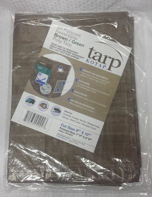 Kotap 8' X 10' Reversible Brown/Green Waterproof Poly Tarp UV Resistant