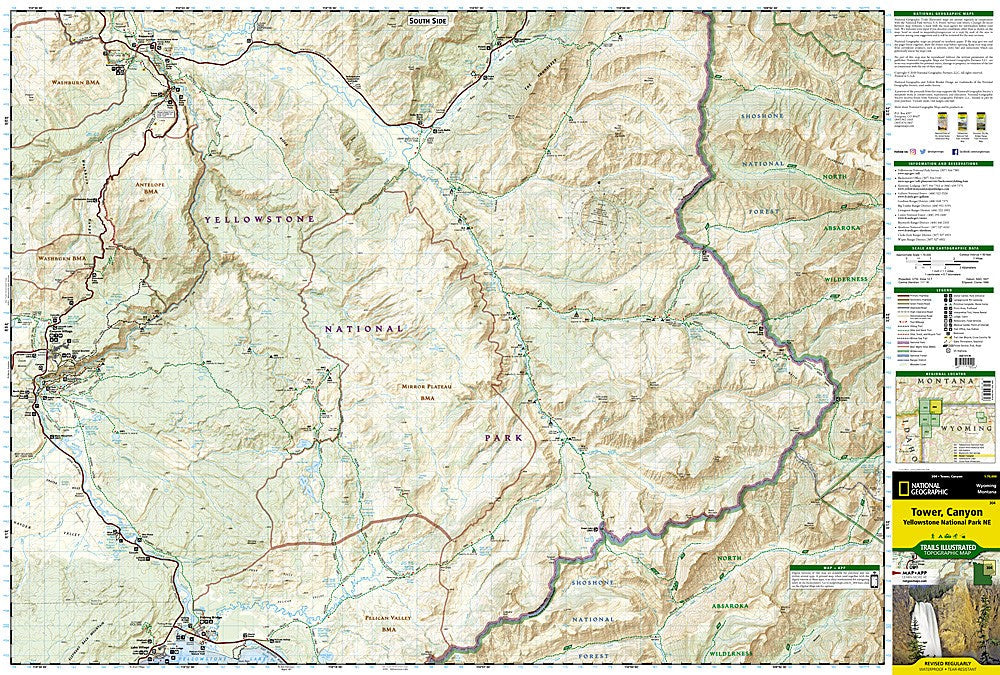 Yellowstone Tower Canyon WY Waterproof Topo Map Hiking Camping Trail #304