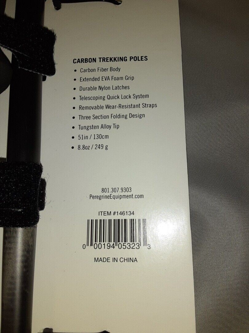 Peregrine Uinta Carbon FP Folding Trekking Poles 1-Pair w/Ergo Grip & Baskets