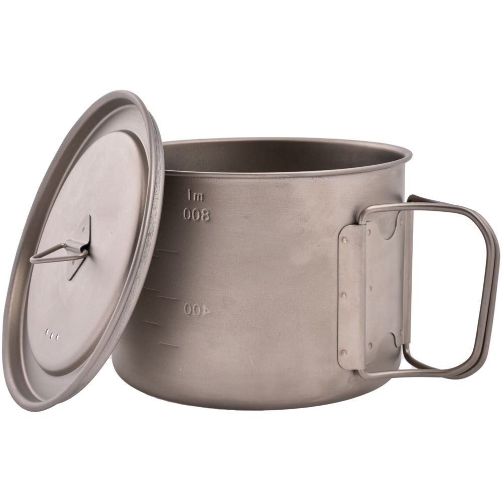 Olicamp Space Saver Ultralight Titanium 900ml Pot w/Folding Handles, Lid, & Bag