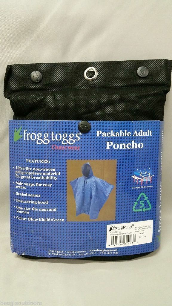 NEW Frogg Toggs Ultra-Lite2 Breathable Rain Poncho w/Side-Snaps & Hood FTP1714