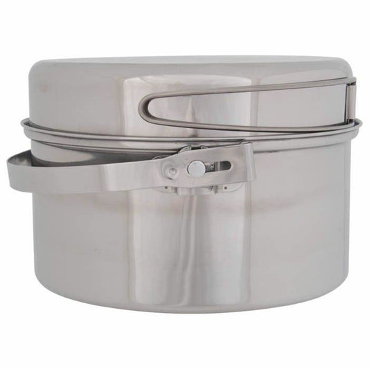 Olicamp AK 3 Qt Stainless Steel Mess Kit Cookset w/Pot--Fry Pan Lid--Stuff Sack