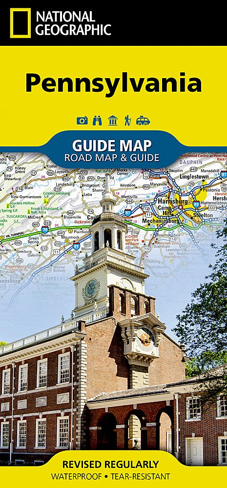 Pennsylvania PA Road Map Travel Guide Waterproof Topographic Camping Hiking