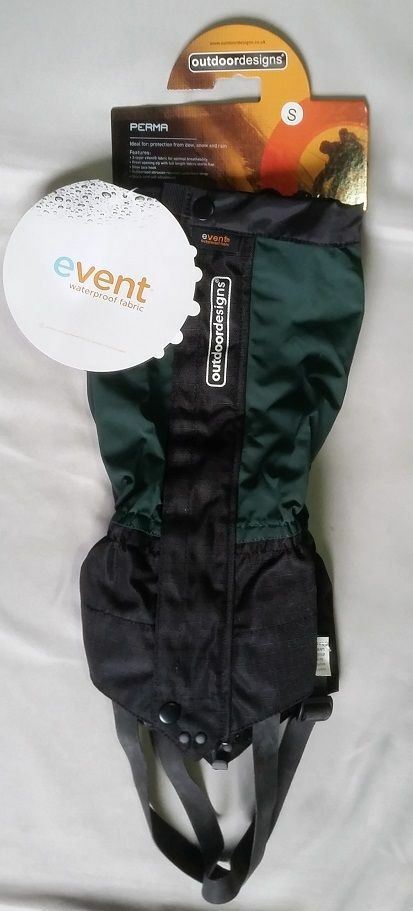 Outdoor Designs Perma eVENT Gaiter Small Green w/Front Zip/Storm Flap/Boot Strap