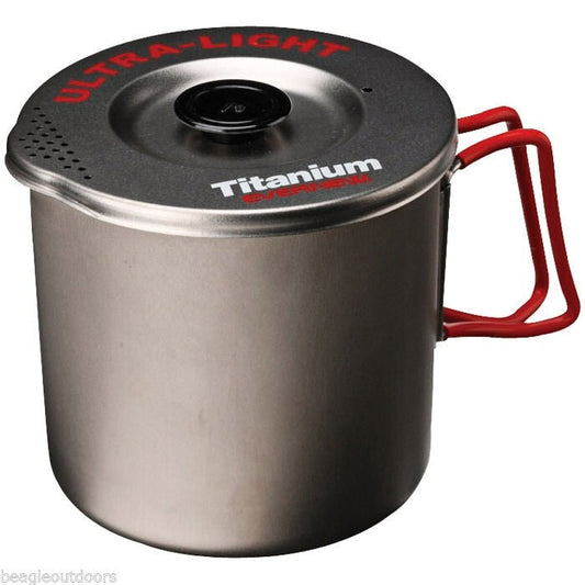 Evernew Titanium Ti Ultralight Pasta Pot 750ml w/Pour Spout/Strainer Lid ECA547