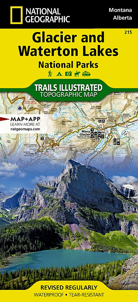 Glacier Waterton Lakes National Park MT Waterproof Topo Map Hiking Camping #215