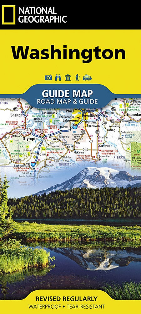 Washington WA Road Map Travel Guide Waterproof Topographic Camping Hiking