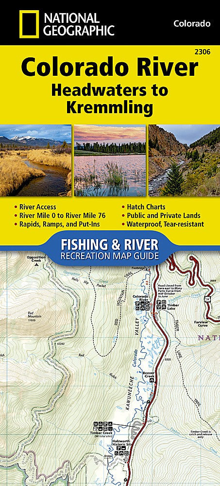 Colorado River Headwater Kremmling CO Waterproof Fishing Map Rafting Kayaking