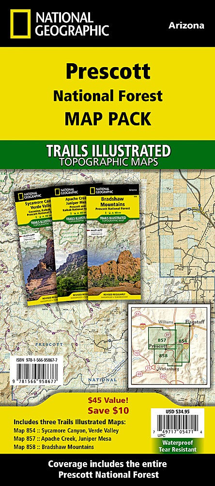 Prescott National Forest AZ Waterproof Map Bundle Pack Hiking Camping