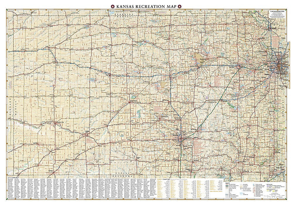 Kansas KS Recreation Map Waterproof Topographic Hiking Camping Outdoor Guide