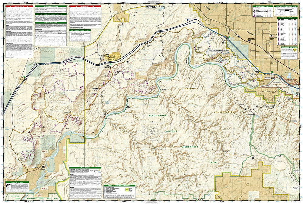 Grand Junction Fruita CO Waterproof Map Mountain Biking Hiking Trail #502