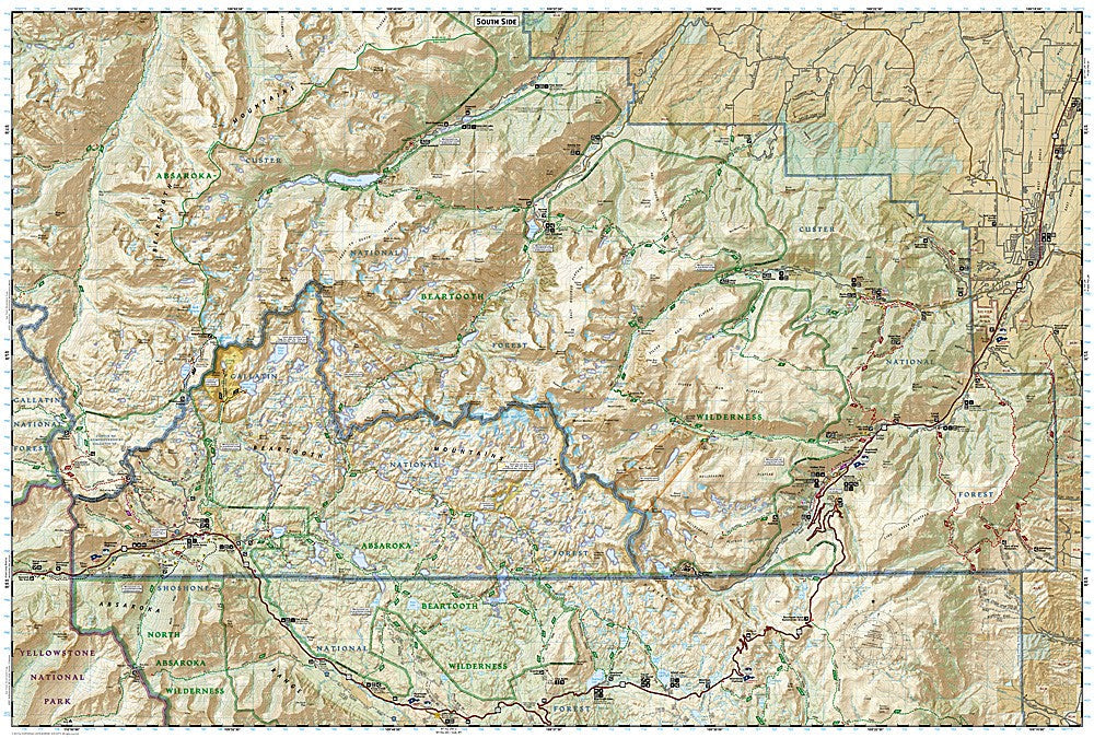 Absaroka Beartooth Wilderness East MT Waterproof Topo Map Hiking Camping #722