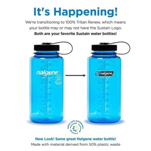 Nalgene Wide Mouth Sustain 48 oz Silo Bottle Slate Blue w/Black Cap