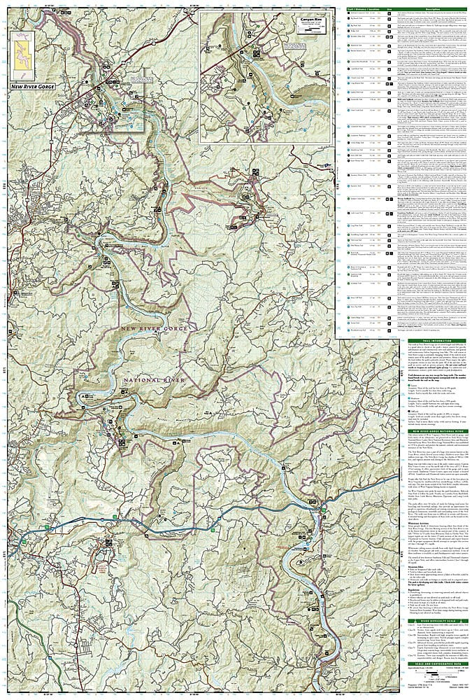 New River Gorge National Park WV Waterproof Topo Map Hiking Camping Trail #242