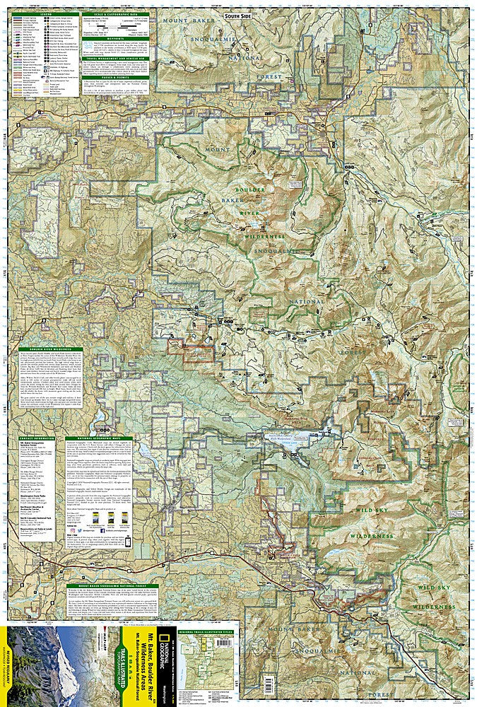 Mount Baker Boulder River WA Waterproof Topo Map Hiking Camping Trail #826