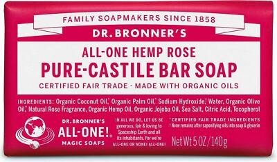 Dr Bronner's / Bronners Hemp Rose Scent Pure-Castile Magic Bar Soap Organic