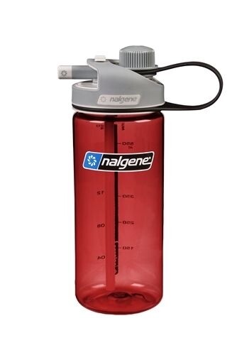 Nalgene Multidrink Sustain 20oz Red Bottle w/Gray Cap BPA-Free 
