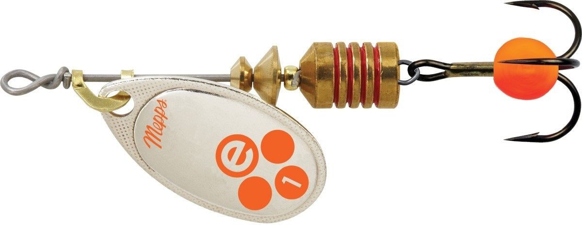 Mepps Aglia-e 1/8 oz Spinner Fishing Lure Hot Orange Treble Hook BE1-SHO