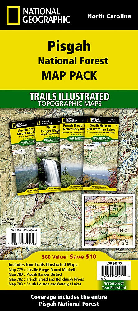 Pisgah National Forest NC Waterproof Topo Map Bundle Pack Hiking Camping