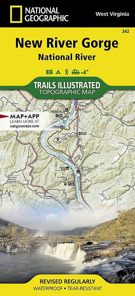 New River Gorge National Park WV Waterproof Topo Map Hiking Camping Trail #242