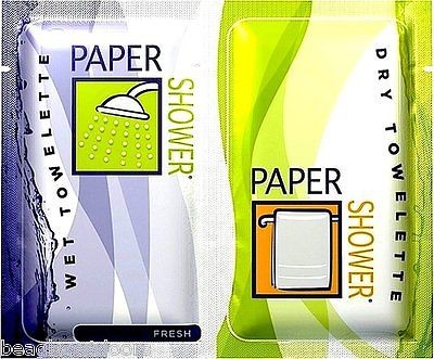 Paper Shower Fresh Body Wipes Wet & Dry Towelettes 10"x12" Towels 12-Pack