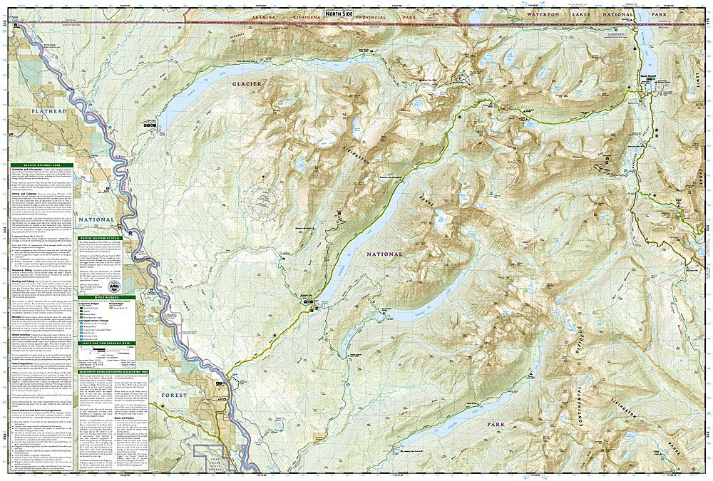 Glacier National Park North Fork MT Waterproof Topo Map Hiking Camping #313