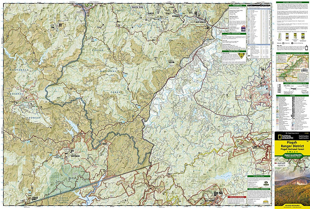 Pisgah National Forest NC Waterproof Topo Map Hiking Camping Trail Guide #780