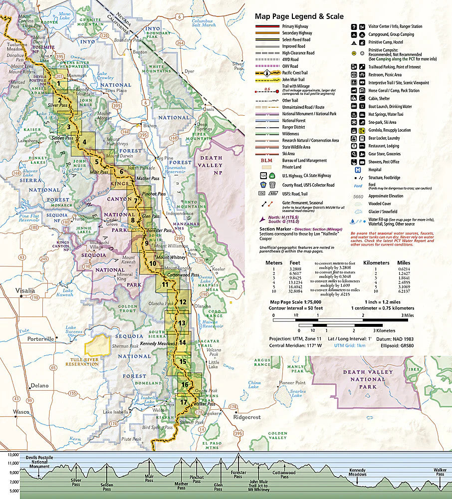 PCT California, Sierra Nevada South: Map #1009