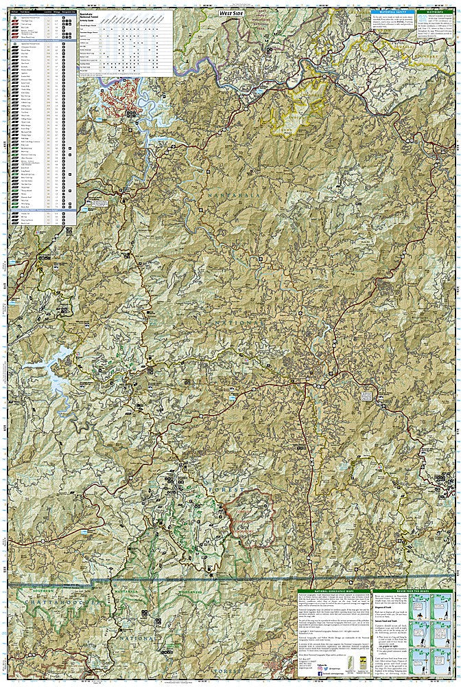 Nantahala Cullasaja Gorges NC Waterproof Topo Map Hiking Camping Waterfall #785