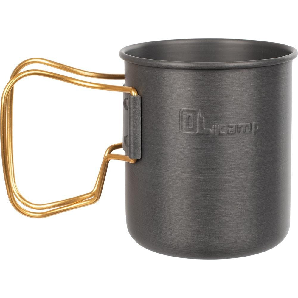 Olicamp Space Saver Hard Anodized Aluminum Travel Mug w/Gold Folding Handles