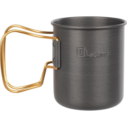 Olicamp Space Saver Hard Anodized Aluminum Travel Mug w/Gold Folding Handles