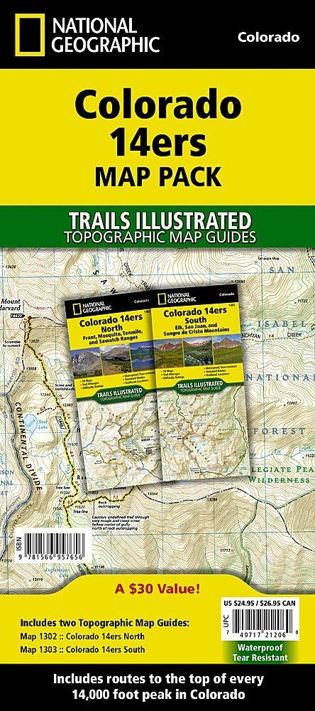 Colorado 14ers Topographic Map Guide Bundle Pack Waterproof Hiking Climbing
