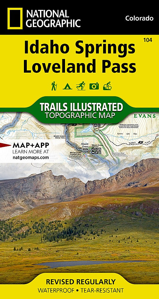 Idaho Springs Loveland Pass CO Waterproof Topo Map Hiking Camping Trail #104