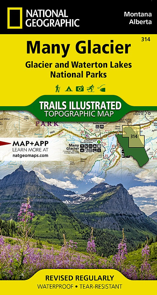 Glacier Waterton Lakes National Park MT Waterproof Map Bundle Hiking Camping