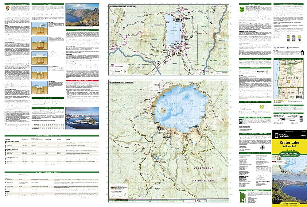 Crater Lake National Park OR Waterproof Topo Map Hiking Camping Trail #244