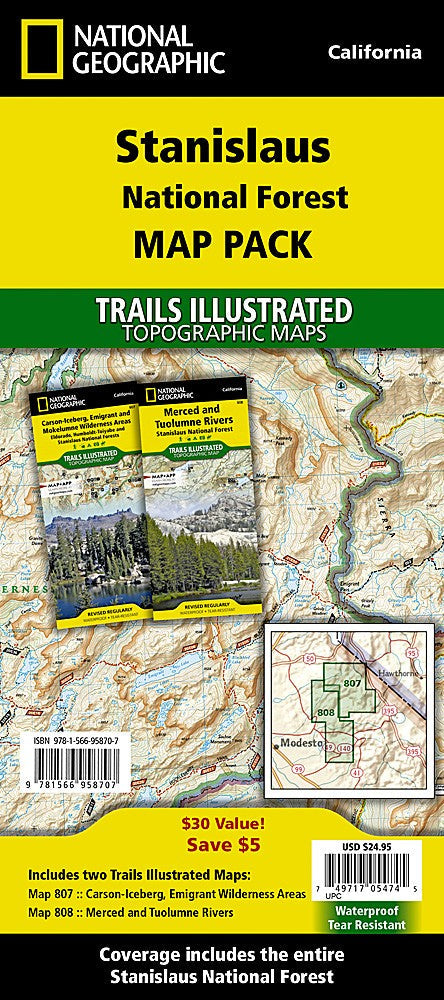 Stanislaus National Forest CA Waterproof Map Bundle Pack Hiking Camping