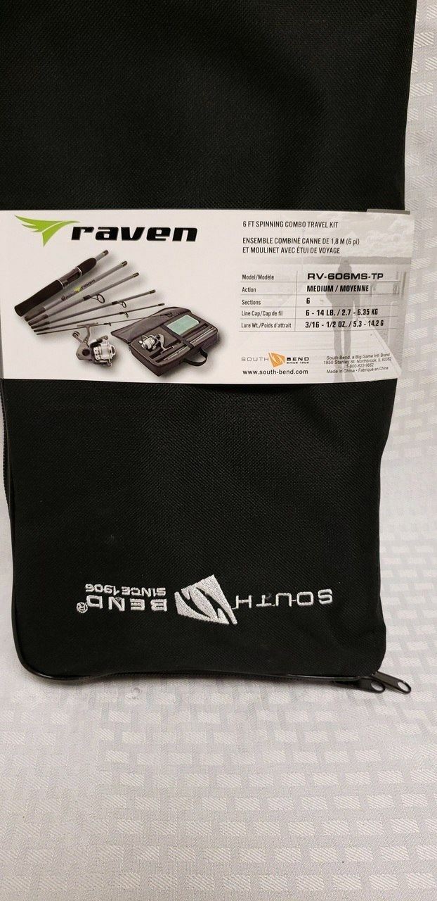 South Bend Fishing Raven 6-Section 6' Spinning Rod / Reel Combo Travel Pack