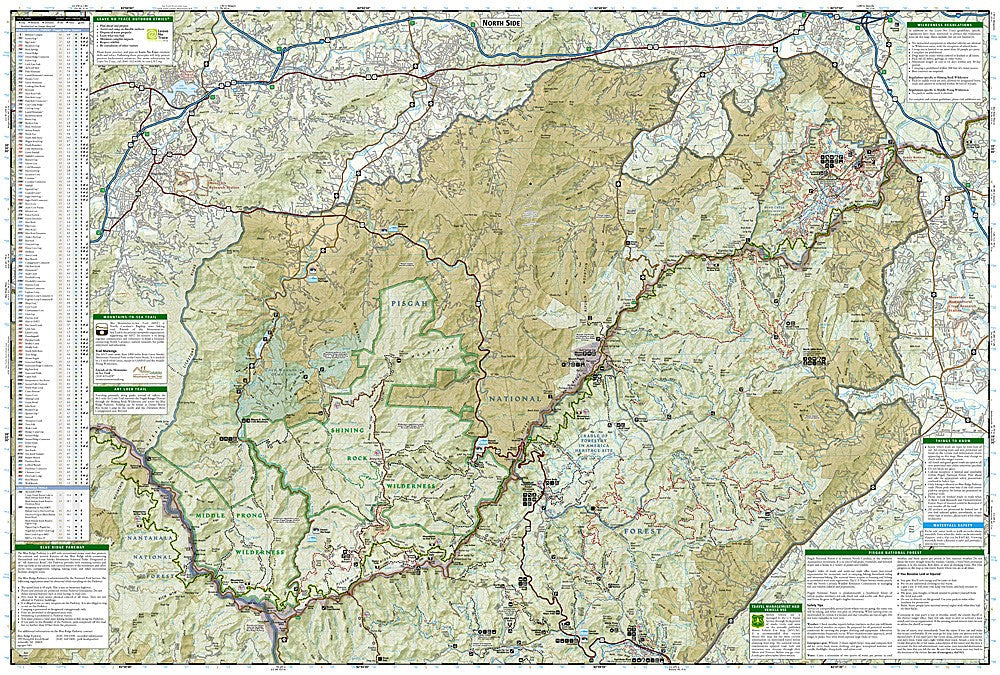 Pisgah National Forest NC Waterproof Topo Map Hiking Camping Trail Guide #780